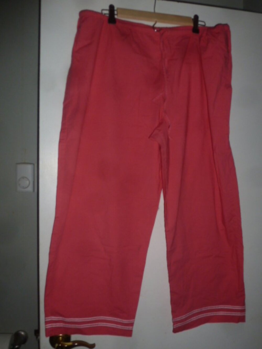 🌴 Bright Pink & White Stripe Capri Pants | Plus Size 18 | Cotton Stretch